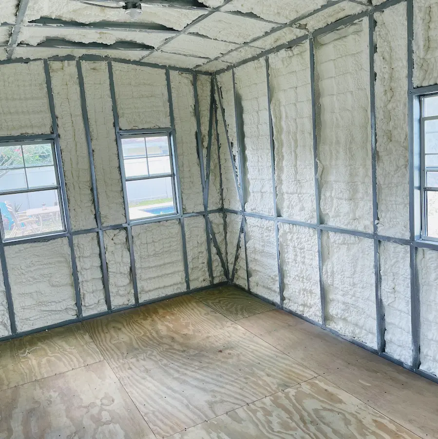 Closed-cell spray foam insulation applied to wall cavities in a residential project in Southlake